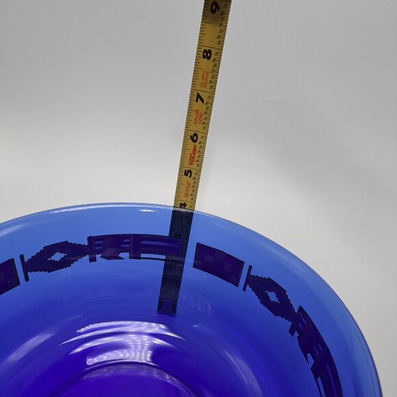 Arcoroc France Cobalt Blue Kente Flag Trim Serving Bowl Vintage Glass 8 3/4 inch - Picture 2 of 10